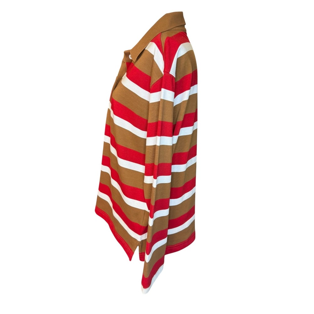 Madewell Rugby Polo Shirt Pecan Shell Womens Striped Small NEW - Picture 2 of 7